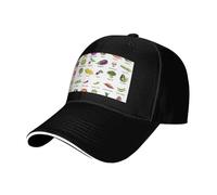 Introduzione di varie verdure Stampa Dimensione Regolabile Sandwich Baseball Cap Traspirante Unisex Casual Cappello Uso quotidiano Sport, Nero , Taglia unica