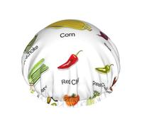 Introduzione di varie verdure stampa doccia Essentials cofano per le donne, grande cuffia da doccia lavabile con fascia elastica da bagno