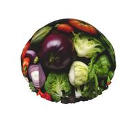 Introduzione di varie verdure Stampa Elastico E Riutilizzabile Capelli Bagno Caps Doppio Strato Impermeabile Cappello Da Bagno