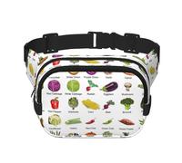 Introduzione di varie verdure stampa grandi Fanny Pack per le donne Carino Cross Body Marsupio Alla Moda Fanny Pack, nero, Taglia unica
