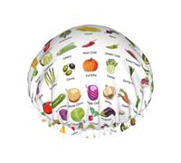 Introduzione di varie verdure Stampa leggera Cuffia da doccia per donne e uomini Cappello riutilizzabile Cappello morbido e cuffia per capelli da bagno