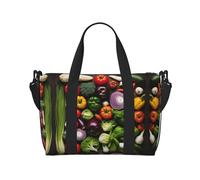 Introduzione di varie verdure stampa portatile borsa da viaggio, ideale per viaggi d'affari e privati, nero, Taglia unica