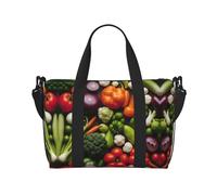 Introduzione di varie verdure stampa portatile borsa da viaggio, ideale per viaggi d'affari e privati, nero, Taglia unica