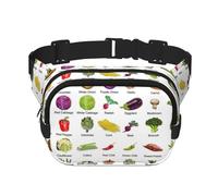 Introduzione di varie verdure Stampa Uomini e Donne Piazza Doppio Strato Marsupio Allenamento Crossbody Viaggio Marsupio, nero, Taglia unica