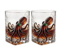 Introti 2 bicchieri trasparenti riutilizzabili, decorazione per mare profondo, regalo per uomini, papà, fratelli, bicchieri alla moda per cocktail scozzesi, bourbon, bevande acqua