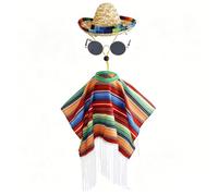Introti 3 pezzi portico messicano oca abiti con cappello largo prato statua animale poncho multiuso messicano carnevale decorazione vestiti per esterni giardino cortile patio art decor