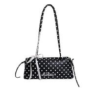 Introti Borsa a tracolla da donna a pois con fiocco con cerniera e manico superiore, grande capacità, per viaggi, shopping, lavoro, appuntamenti, uso quotidiano, Nero , 300*120*80mm