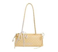 Introti Borsa a tracolla da donna a pois con fiocco con cerniera e manico superiore, grande capacità, per viaggi, shopping, lavoro, appuntamenti, uso quotidiano, Giallo, 300*120*80mm