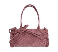 Introti Borsa a tracolla da donna in nylon con motivo a pois con fiocco, tasca interna, borsa ascellare, leggera e portatile, per tutti i giorni, casual, accessori versatili, rosa, 7.87 x 4.33 x 4.33