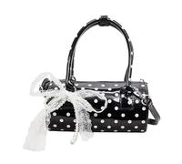 Introti Borsa a tracolla da donna in PU con ciondolo a pois con cerniera per viaggi e lavoro, Nero , 12.2x7.76x11.73(inch)