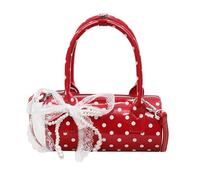 Introti Borsa a tracolla da donna in PU con ciondolo a pois con cerniera per viaggi e lavoro, Rosso, 12.2x7.76x11.73(inch)