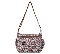 Introti Borsa a tracolla impermeabile da donna, floreale, borsa a tracolla in nylon multistrato con manico superiore, tasca con cerniera, borsa ascellare per lavoro, shopping, viaggi, Marrone