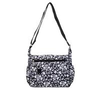 Introti Borsa a tracolla impermeabile da donna, floreale, borsa a tracolla in nylon multistrato con manico superiore, tasca con cerniera, borsa ascellare per lavoro, shopping, viaggi, Nero