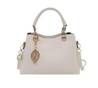 Introti Borsa a tracolla in pelle PU con tasche multiple con tracolla staccabile e ciondolo con manico superiore, per donne per uso quotidiano e vocazione, bianco, 280 x 190 x 130mm