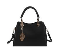 Introti Borsa a tracolla in pelle PU con tasche multiple con tracolla staccabile e ciondolo con manico superiore, per donne per uso quotidiano e vocazione, Nero , 280 x 190 x 130mm