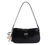 Introti Borsa a tracolla in pelle PU di grande capacità con tracolla regolabile e ciondolo piccola pochette per donne viaggi shopping lavoro uso quotidiano, Nero , Small