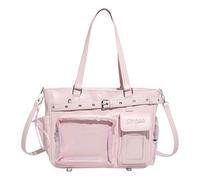 Introti Borsa a tracolla multifunzionale dell'unità di elaborazione dello zaino trasparente della grande capacità per le ragazze, rosa, Taglia unica