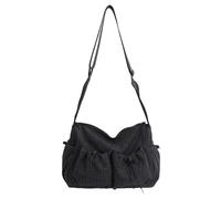 Introti Borsa da donna in nylon a pieghe vintage Hobo con coulisse regolabile sotto le ascelle borsa a forma di nuvola per viaggi, shopping, uso quotidiano, Nero , 12.99 x 9.06 x 6.3 inch