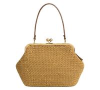 Introti Borsa da donna in paglia casual elegante con fibbia a righe con manico versatile, borsa da spiaggia per vacanze estive e viaggi, Giallo, 12.2x7.76x11.73(inch)