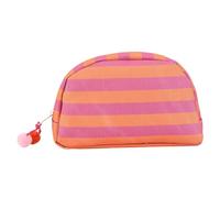 Introti Borsa da viaggio portatile da esterno in nylon elegante con frange a righe borsa cosmetica con simpatica sfera colorata per regali per damigelle d'onore e vacanze, Stile 6, 8.46 x 5.12 x 1.38