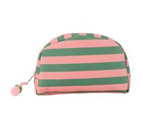 Introti Borsa da viaggio portatile da esterno in nylon elegante con frange a righe borsa cosmetica con simpatica sfera colorata per regali per damigelle d'onore e vacanze, Stile 1, 8.46 x 5.12 x 1.38