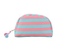 Introti Borsa da viaggio portatile da esterno in nylon elegante con frange a righe borsa cosmetica con simpatica sfera colorata per regali per damigelle d'onore e vacanze, Stile 7, 8.46 x 5.12 x 1.38