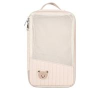 Introti Borsa portaoggetti per pannolini in cotone con ricamo a forma di orsetto, portatile e leggera, borsa per l'organizzazione della cameretta dei bambini, regalo ideale per viaggi e baby shower