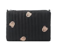 Introti Borsa portaoggetti per pannolini per pannolini, grande capacità, organizer per passeggino, multifunzionale, riutilizzabile, portatile, per pannolini e salviette essenziali per bambini, Nero