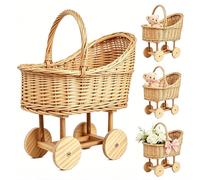 Introti Carrozzina in vimini con maniglia Passeggino in vimini per baby shower Decor Wedding Table Centrotavola
