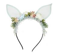 Introti Cerchietto con orecchie da coniglietto pasquale con orecchie di coniglio in pizzo floreale per feste in maschera a tema animale