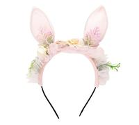Introti Cerchietto con orecchie da coniglietto pasquale con orecchie di coniglio in pizzo floreale per feste in maschera a tema animale