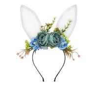 Introti Cerchietto con orecchie da coniglietto pasquale con orecchie di coniglio in pizzo floreale per feste in maschera a tema animale