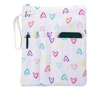 Introti Custodia per libri con cerniera e tasca extra per la manica, lavabile, protezione per libri, accessori per lettori, studenti e amanti della letteratura (bianco)