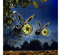 Introti Lampada a energia solare a forma di farfalla in ferro squisita lampada solare impermeabile a sospensione lampada solare morbida luce simulata insetti ornamenti per patio party bagliore festivo