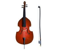 Introti Mini contrabbasso in legno con supporto e arco, mini strumento musicale da collezione, decorazione per la casa, ornamento per ufficio, libreria, laurea, insegnante di musica
