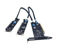 Introti SlimSAS 4.0 PCIe Split Kit completo SFF-8654 8i Adattatore GPU esterno con due schede Riser Due cavi da 75 cm Un backplane PCIe 16X per doppia espansione scheda grafica