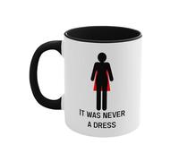 Introti Tazza da caffè multiuso da 325 ml, con scritta "It was never a dress", riutilizzabile, unica, per l'uguaglianza di genere, regalo di compleanno per donne, mamme e capo, colore nero 1