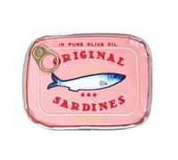Introti Trousse per cosmetici a forma di lattina di sardine, graziosa e morbida borsa per il trucco con cerniera, borsa da bagno portatile multifunzione da viaggio per le vacanze del fine settimana