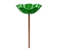 Introti Vasca per uccelli in stile vintage, con ciotola per bere, bacinella da bagno per uccelli, realizzata a mano, in metallo, con paletto da giardino, per uccelli da giardino, irrigatore (verde)