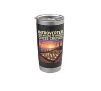 Introverso disposto a discutere di crociere a scacchi, divertente gioco da tavolo Bicchiere termico in acciaio inox doppia parete