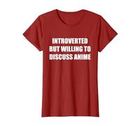 Introverso ma disposto a discutere di Anime Maglietta, Donna, Mirtillo Rosso, XXL