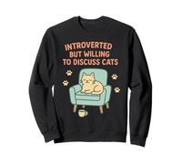Introverso ma disposto a discutere di Gatti Divertente Amante dei Gatti Divertimento Felpa