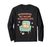 Introverso ma disposto a discutere di Gatti Divertente Amante dei Gatti Divertimento Maglia a Manica