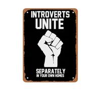 Introvert Unity Sign Introverts Unite Separately In Your Own Homes Minimalist Black White Decor for Quiet Space 8 X 12