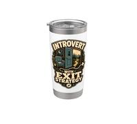 Introvert With Exit Strategy Umorismo limiti Bicchiere termico in acciaio inox doppia parete