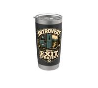 Introvert With Exit Strategy Umorismo limiti Bicchiere termico in acciaio inox doppia parete