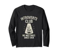 Introverts Club Nessun Incontro da Sempre Divertente solitudine Maglia a Manica