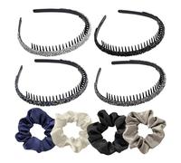 Intura Di Strass In 4 Parti E Anelli Di Capelli In 4 Parti, Fasce Di Testa Lucida, Elei Legamenti Frontali, Fasce Alla Moda, Decorazioni Per Acconciature, Fasce Per Capelli Non Slittanti