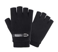 INTVN Guanti Senza Dita Uomo Mezze Dita Invernali | Comodi e Morbidi per Tutti i Giorni e per il Tempo Libero | Nero, Dimensioni: L