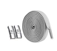 inupon Lacci piatti elastici senza lacci, con fibbia magnetica in metallo color argento, sostituzione, per scarpe da ginnastica per bambini e adulti, Grigio chiaro, 100